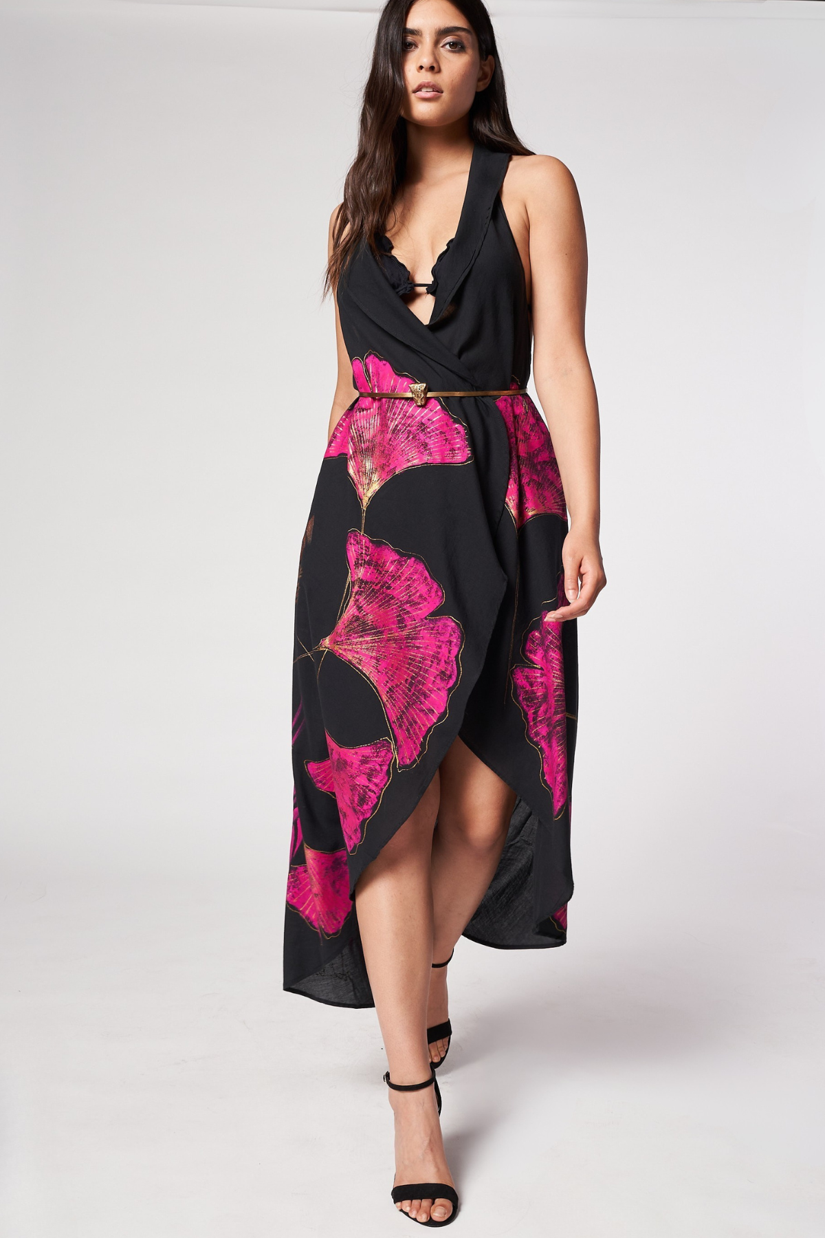 LONG HAND-PAINTED BACKLESS CAPE - JAGUAR DYNASTY FUCHSIA