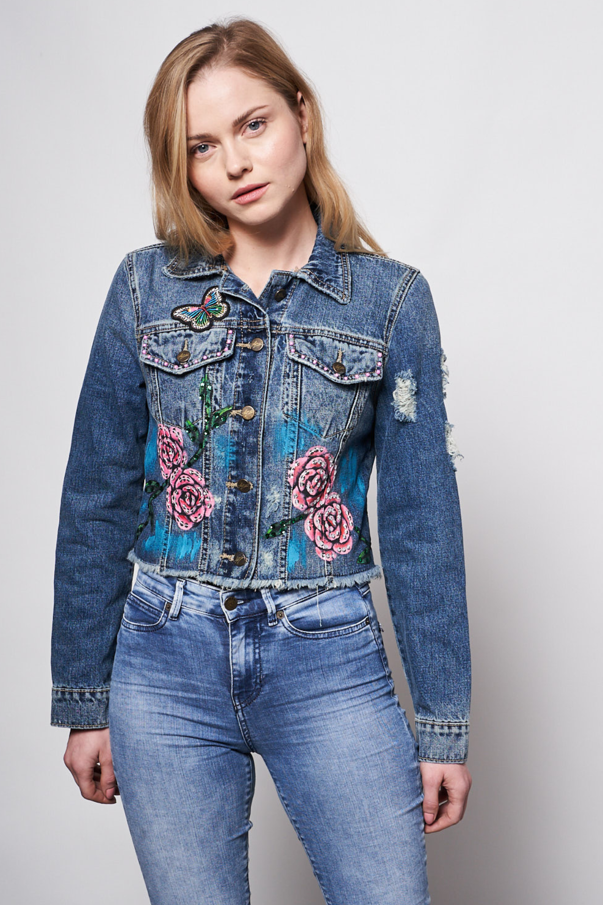 HAND PAINTED DENIM JACKET - FINA CATRINA