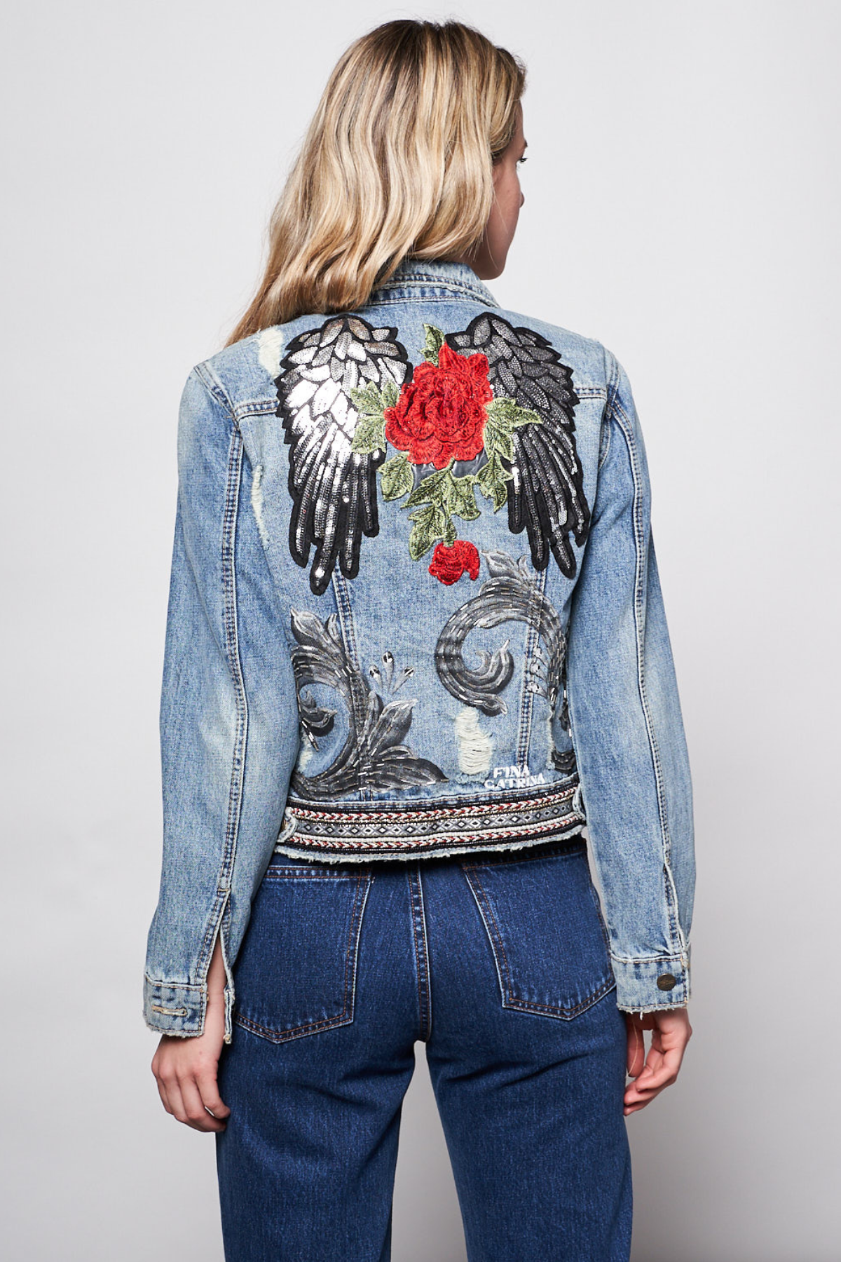 HAND PAINTED DENIM JACKET - FINA CATRINA