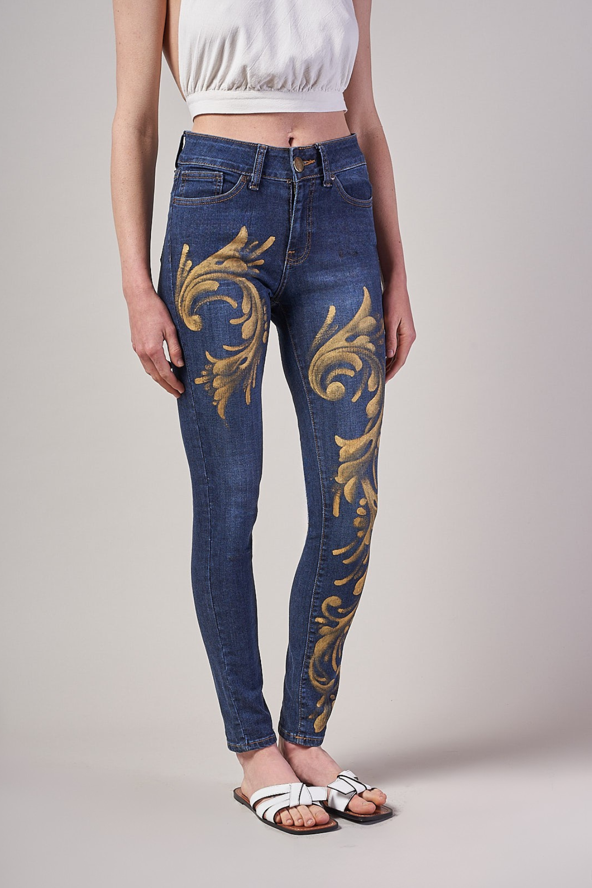 JEANS BLUE DENIM DIPINTI A MANO – TALAVERA BARROCA
