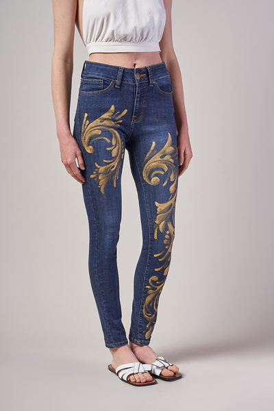 JEANS BLUE DENIM DIPINTI A MANO – TALAVERA BARROCA