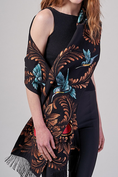 HAND PAINTED SCARF - COLIBRI