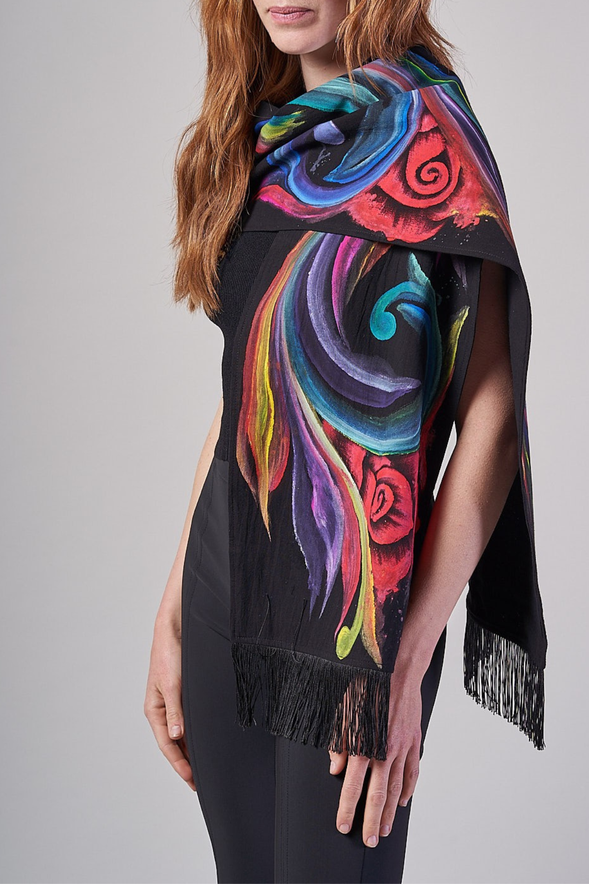 HAND PAINTED SCARF - ROSAS COLOR