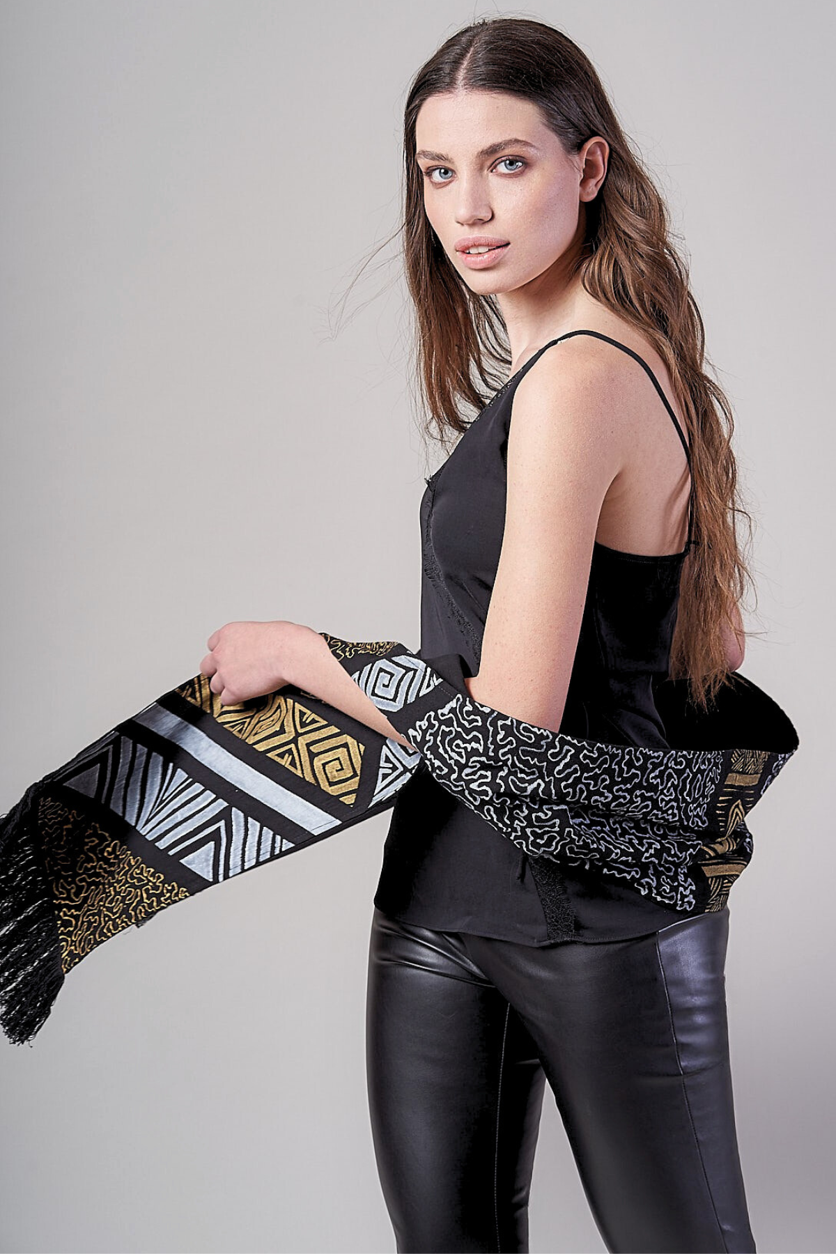 HAND PAINTED SCARF - GRECAS MAYAS