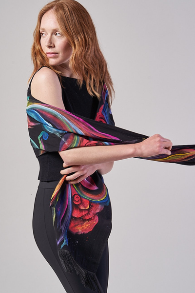 HAND PAINTED SCARF - ROSAS COLOR