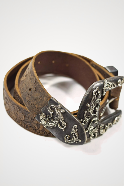 CINTURA IN PELLE E FIBBIA TALAVERA BRONZO