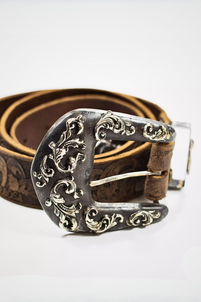 CINTURA IN PELLE E FIBBIA TALAVERA BRONZO