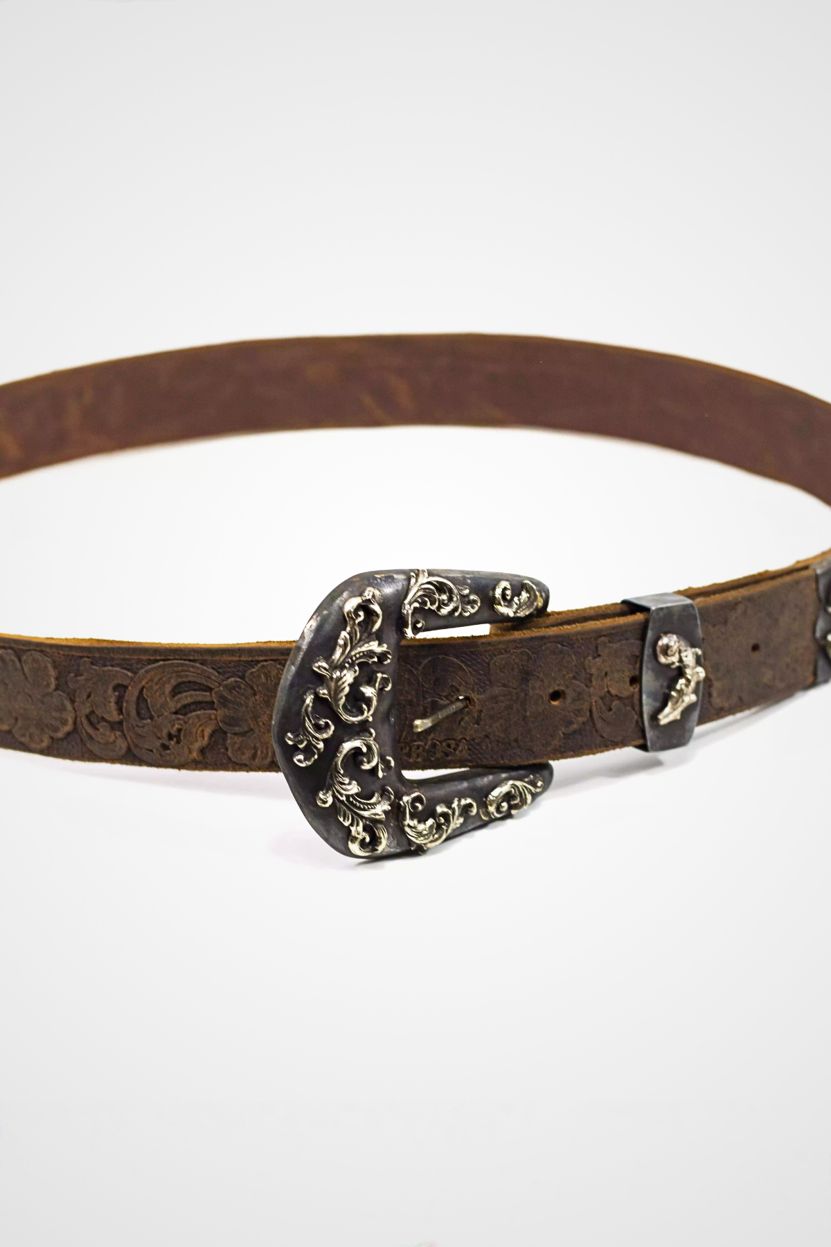 CINTURA IN PELLE E FIBBIA TALAVERA BRONZO