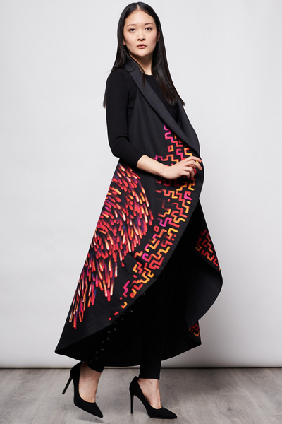 LONG HAND-PAINTED BACKLESS CAPE  - PREHISPANICO