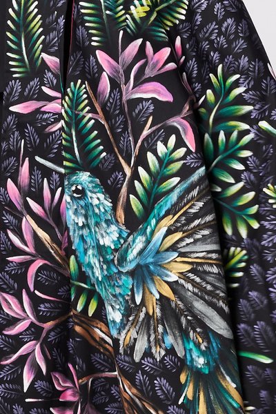 MANTELLA LUNGA DIPINTA E RICAMATA A MANO - COLIBRI