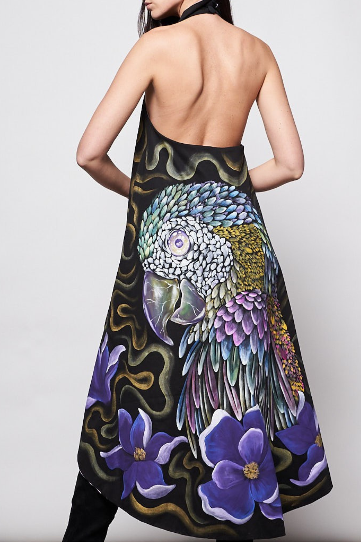 LONG HAND-PAINTED BACKLESS CAPE - GUACAMAYA