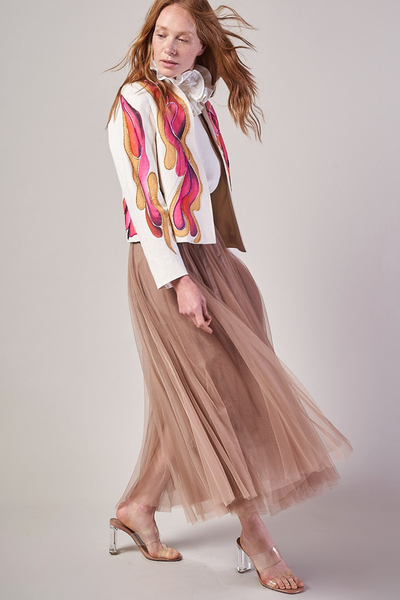 GIACCA DIPINTA A RICAMATA E MANO – FLORES