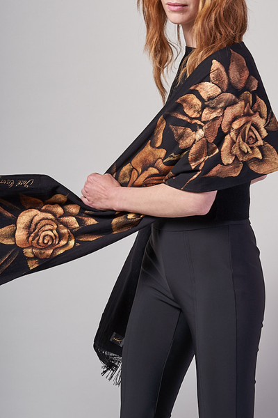 HAND PAINTED SCARF - ROSAS GOLD
