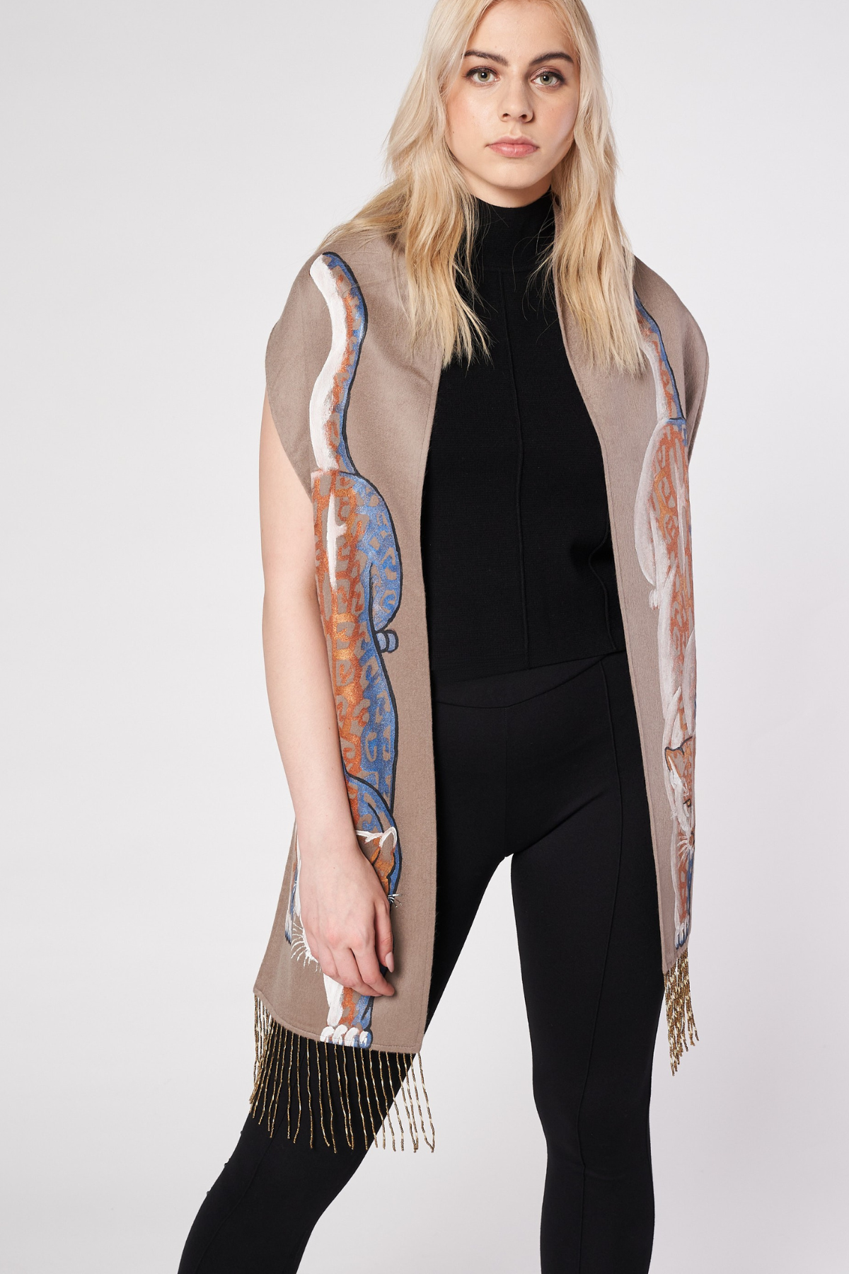 HAND PAINTED SCARF - JAGUAR