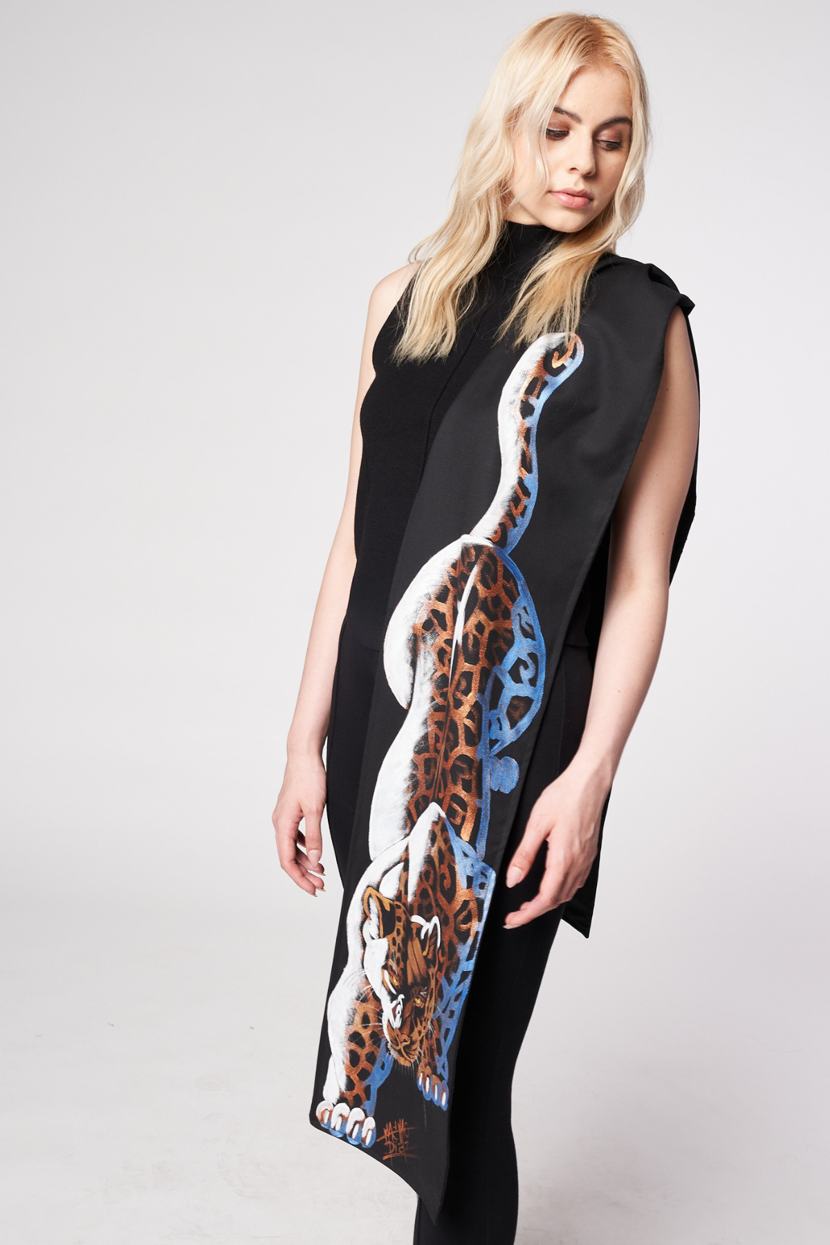 HAND PAINTED SCARF - JAGUAR