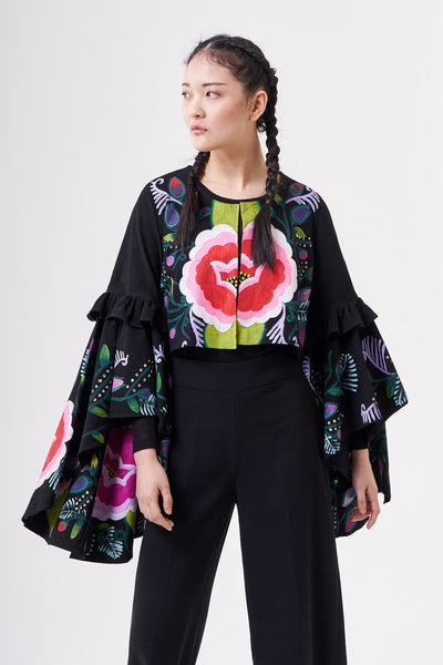 HAND-PAINTED LONG-SLEEVED BOLERO 