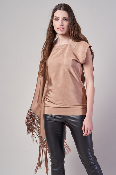 BLUSA IN COTONE COLORE SABBIA - SINDASHI BASICS