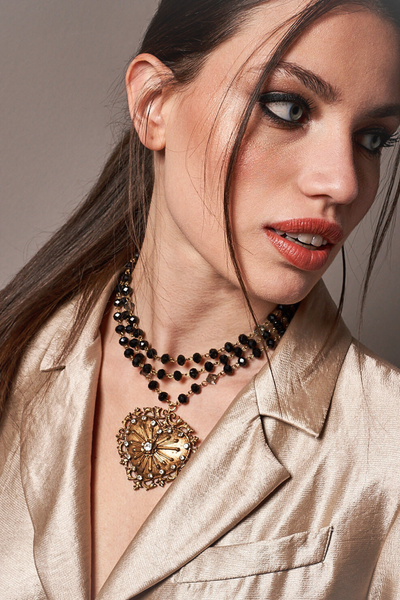 CORAZON CRYSTALS AND BRONZE SAGRADO NECKLACE