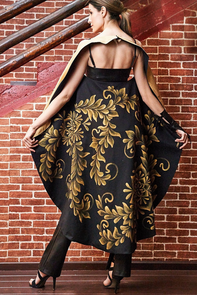 LONG HAND-PAINTED BACKLESS CAPE - FLOR TALAVERA