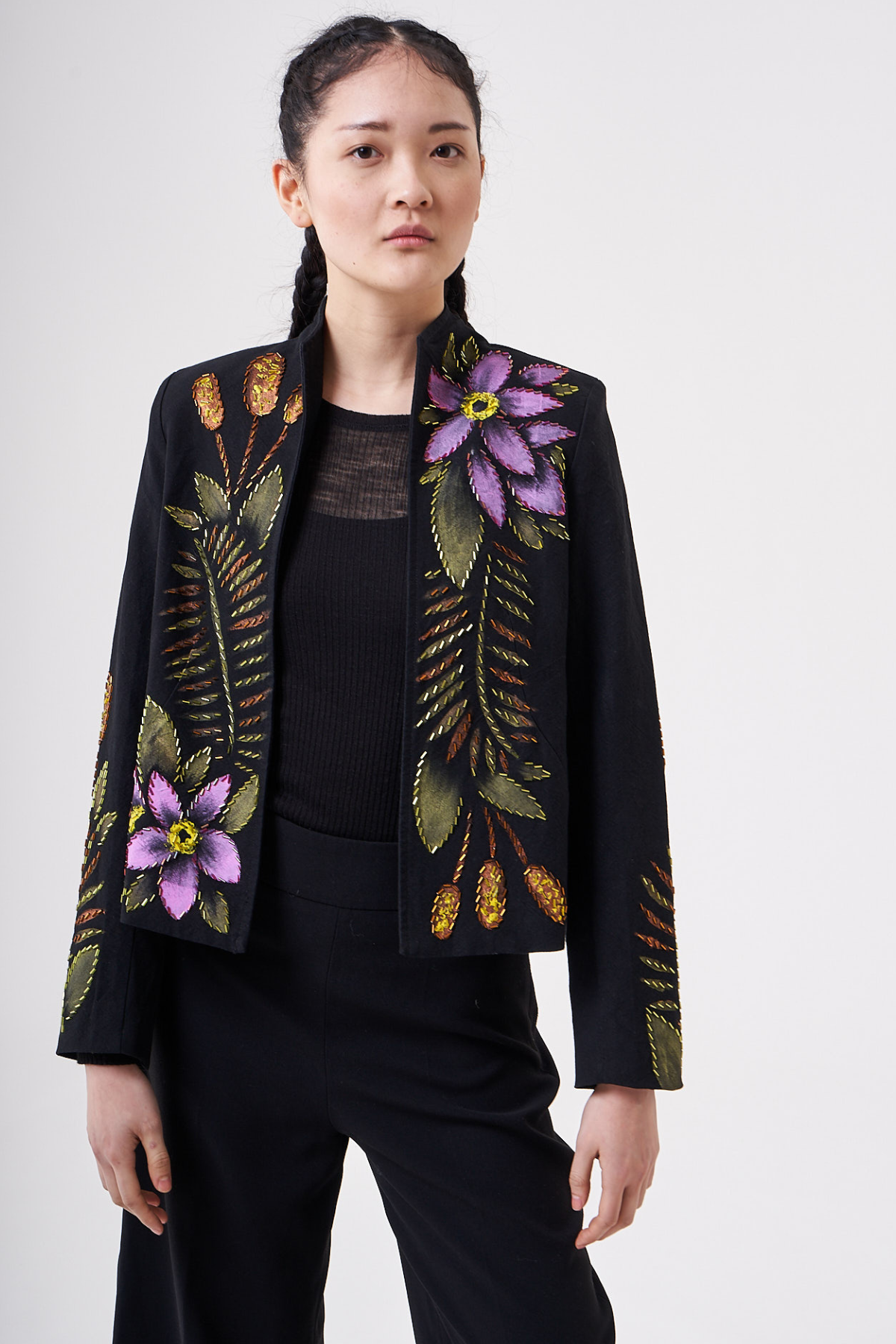 HAND-PAINTED AND HAND-EMBROIDERED JACKET - COLIBRI