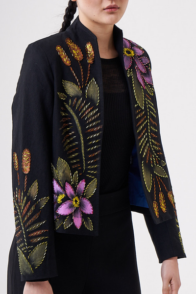 HAND-PAINTED AND HAND-EMBROIDERED JACKET - COLIBRI