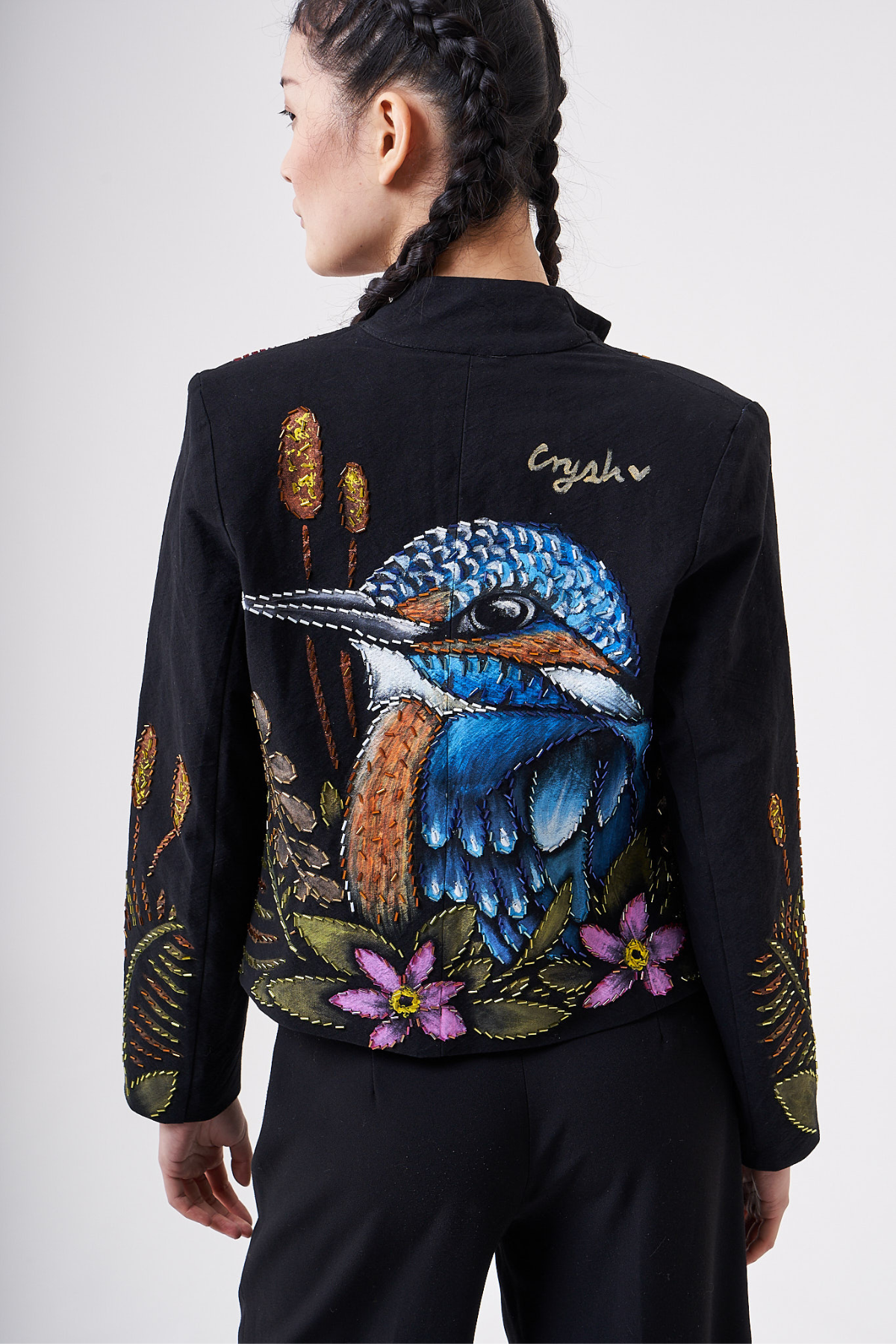 HAND-PAINTED AND HAND-EMBROIDERED JACKET - COLIBRI