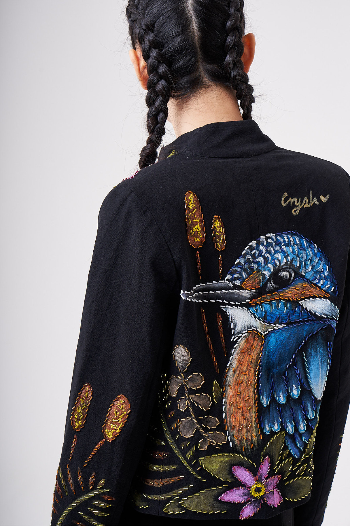 HAND-PAINTED AND HAND-EMBROIDERED JACKET - COLIBRI