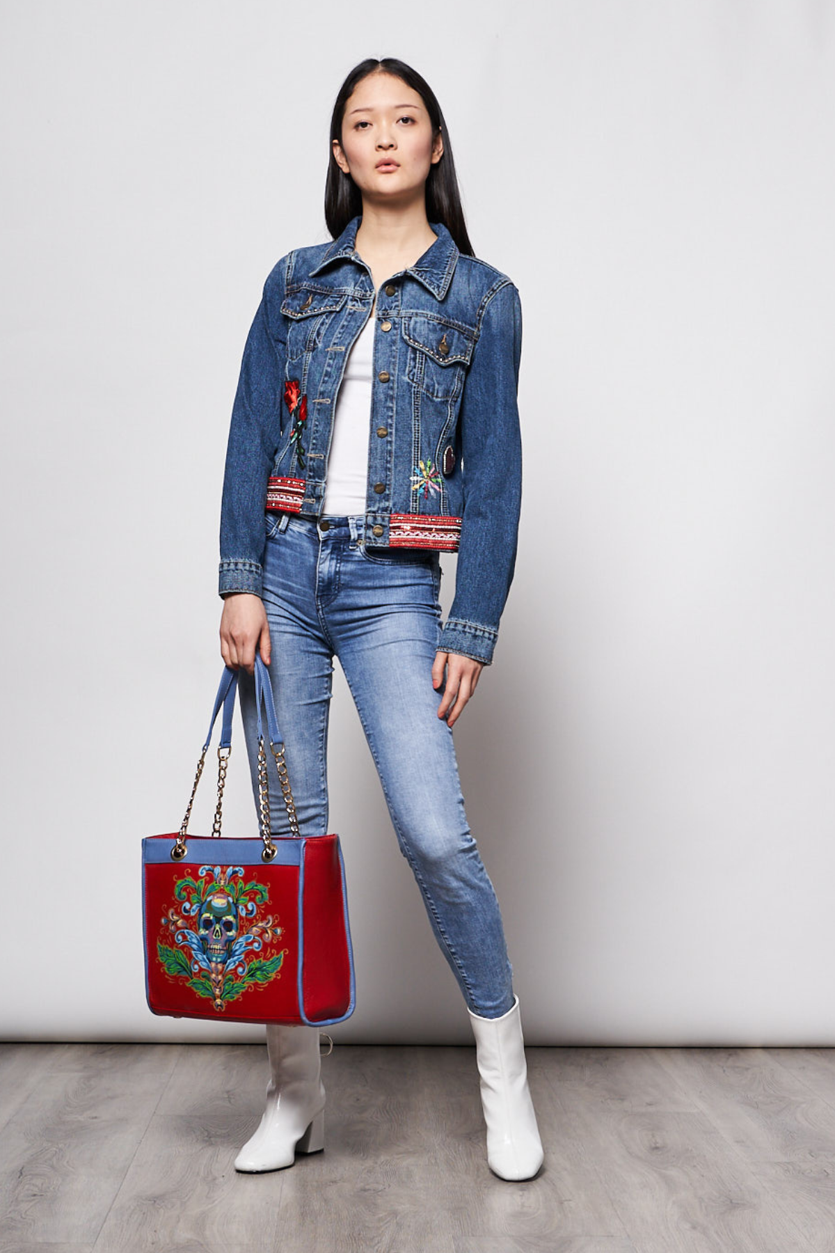 HAND PAINTED DENIM JACKET - FINA CATRINA