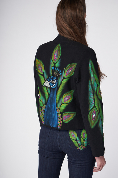 HAND-PAINTED AND HAND-EMBROIDERED JACKET - PAVO REAL