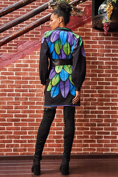 ABITO A CAMICIA DIPINTO A MANO – PLUMAS GUACAMAYA