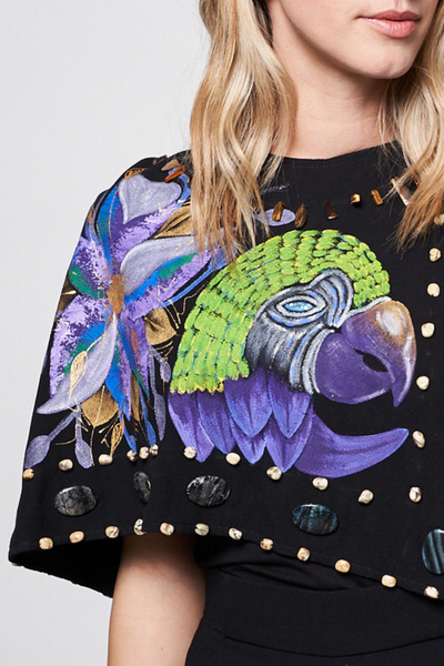 HAND-PAINTED IRREGULAR SHORT CAPE - GUACAMAYA