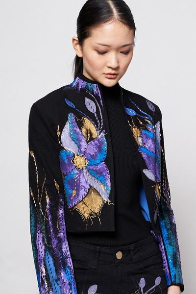 HAND-PAINTED AND HAND-EMBROIDERED JACKET - GUACAMAYA