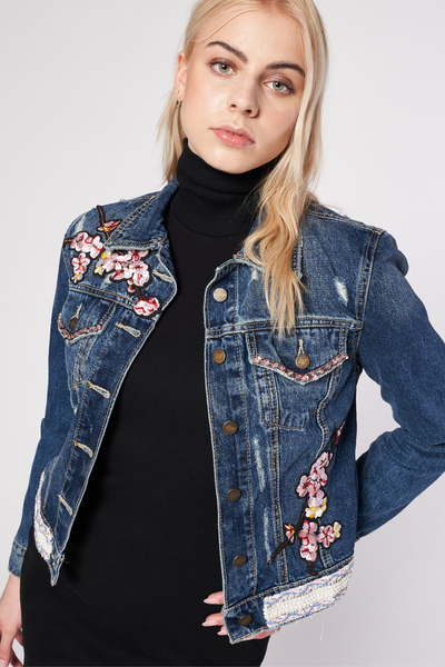 GIACCA DI JEANS DIPINTA A MANO - FINA CATRINA