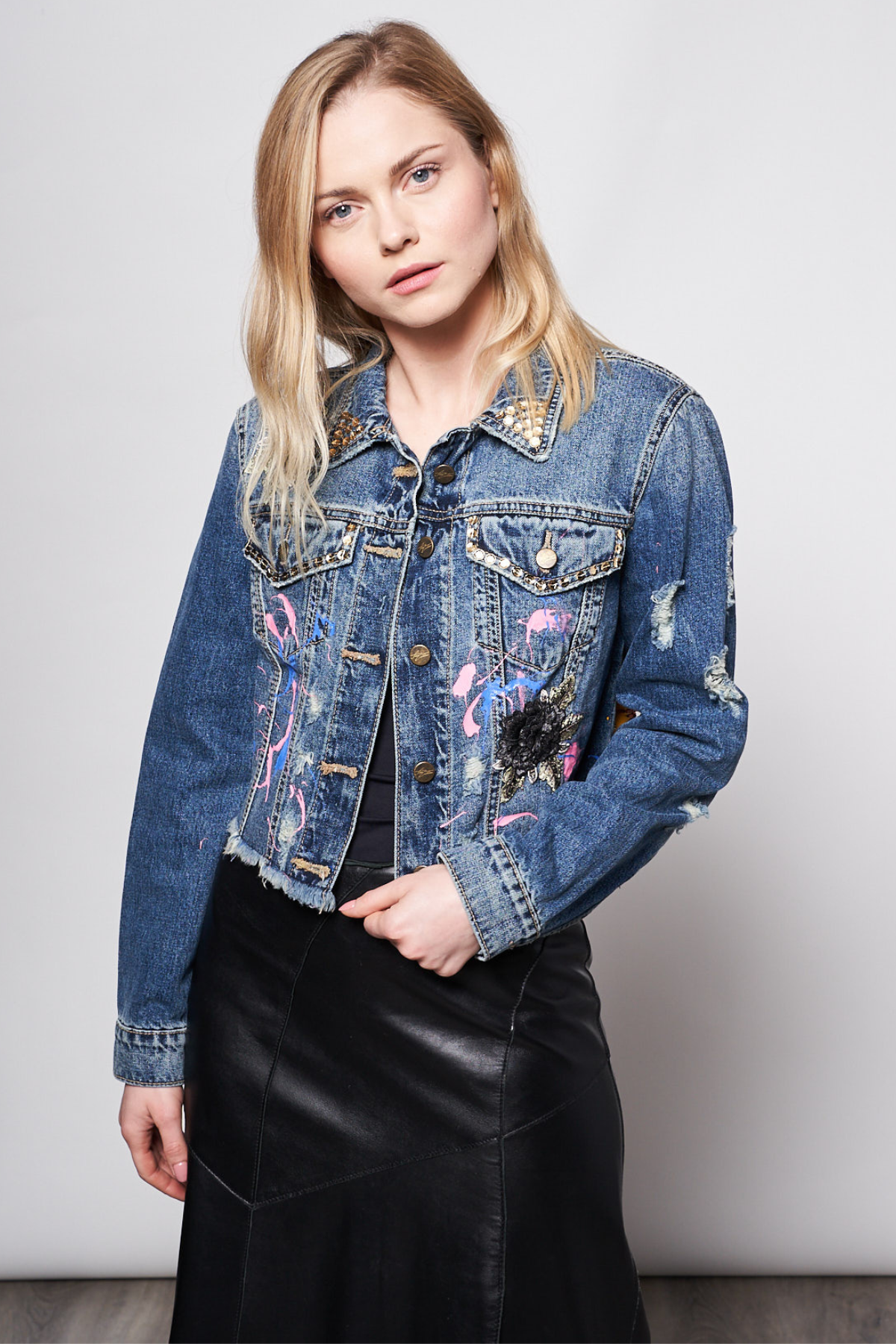 HAND-PAINTED DENIM JACKET - FINA CATRINA