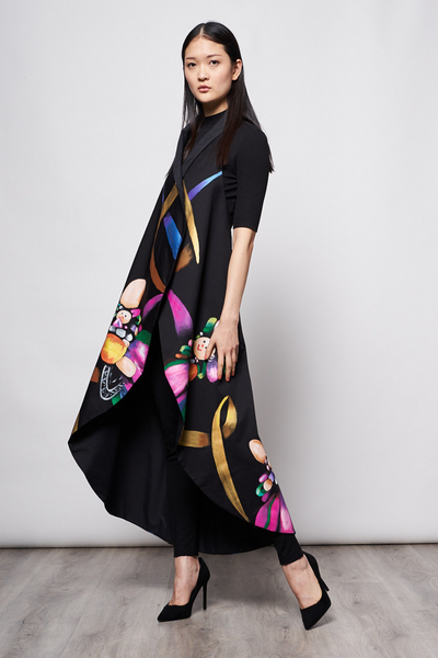 LONG HAND-PAINTED BACKLESS CAPE - MARIAS