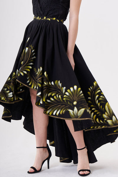 LONG HIGH-WAISTED HAND-PAINTED SKIRT - PAPEL AMATE