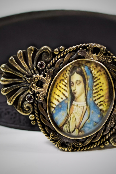 CINTURA IN PELLE E FIBBIA MATER DEI