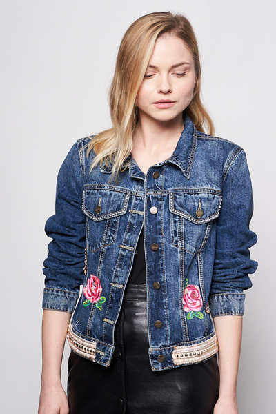 HAND PAINTED DENIM JACKET - FINA CATRINA