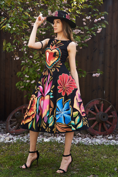 CAPPELLO TESA LARGA DIPINTO A MANO – ROSAS ROJAS