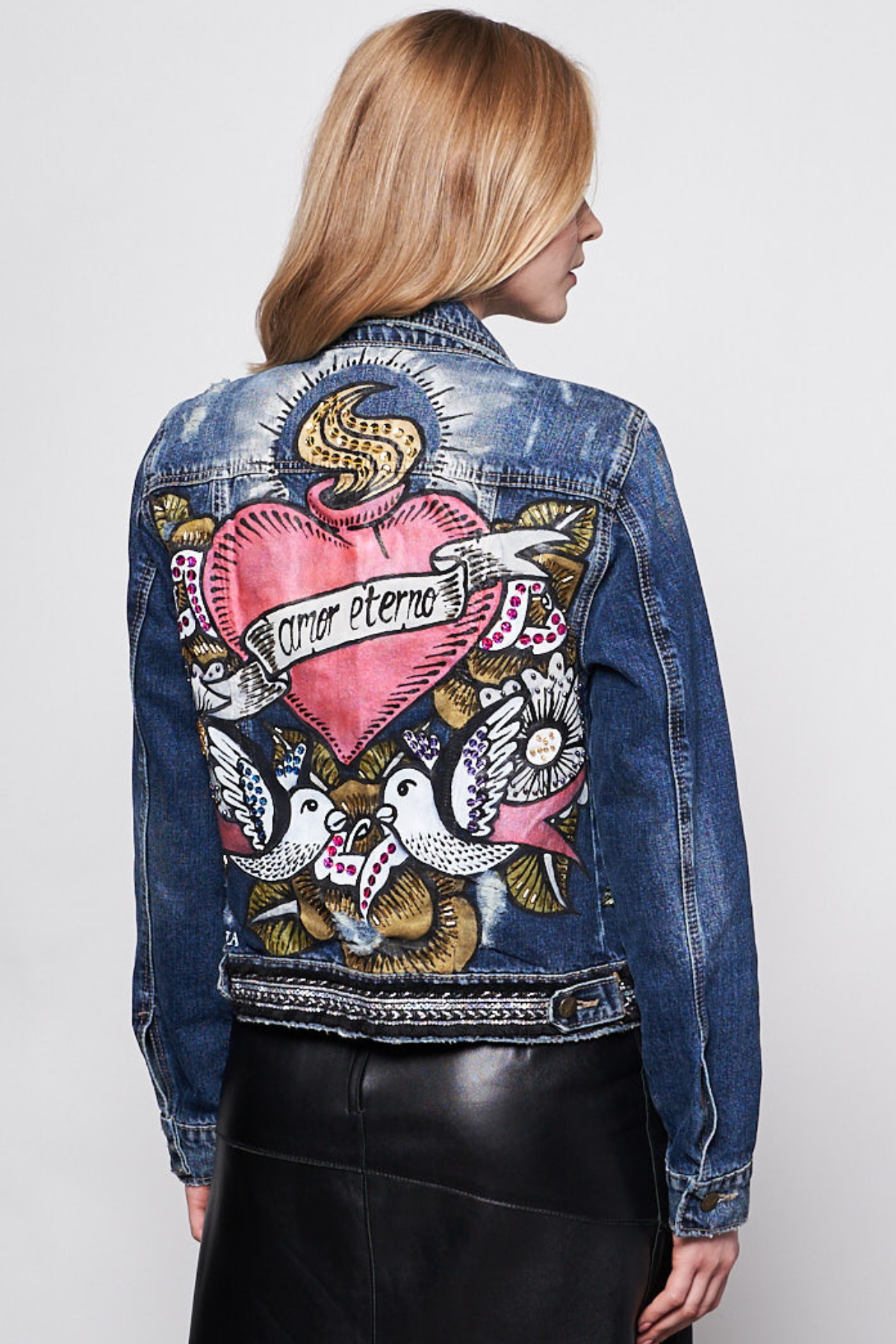 HAND PAINTED DENIM JACKET - FINA CATRINA