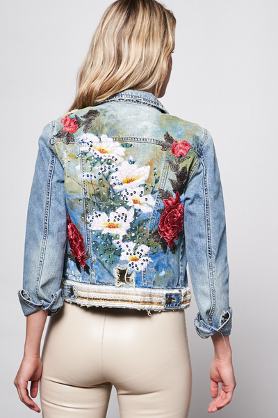 HAND PAINTED DENIM JACKET - FINA CATRINA