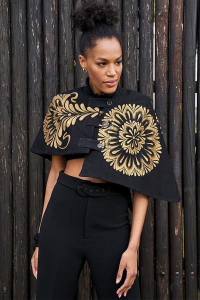 MANTELLA CORTA IRREGOLARE DIPINTA  A MANO – FLOR TALAVERA