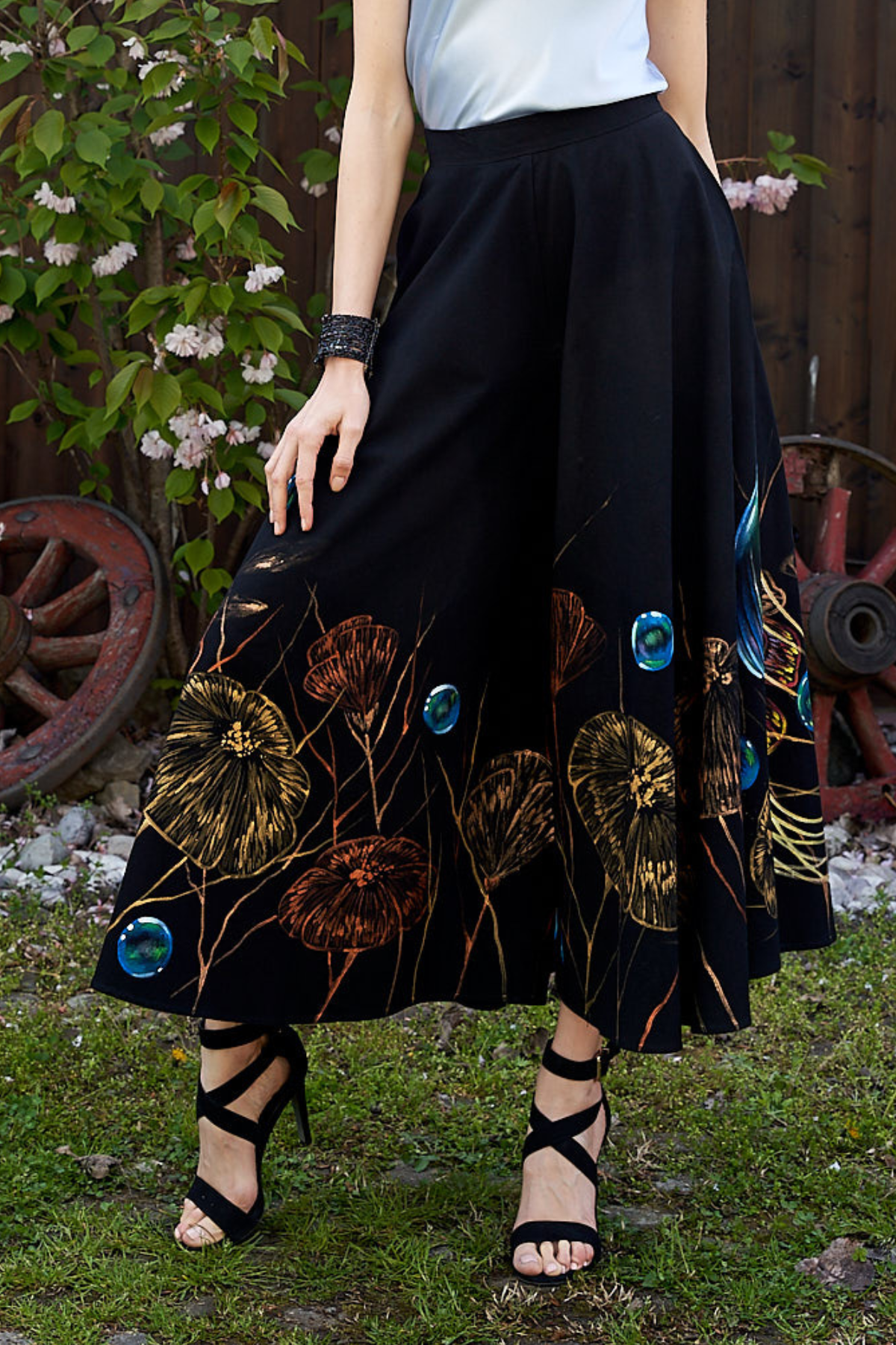 PANTALONI A ZAMPA DIPINTI A MANO - MEDUSAS