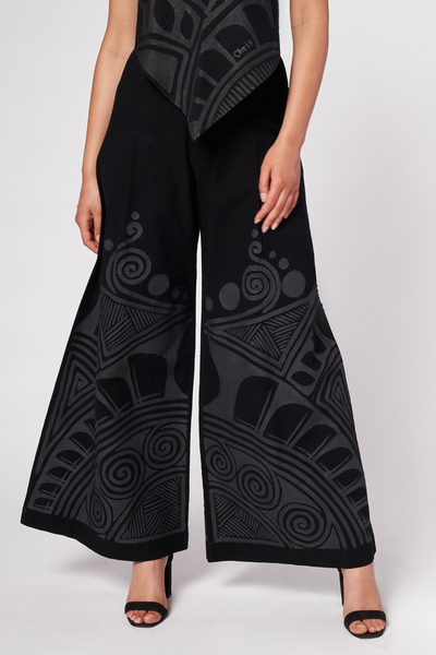 PANTALONI A PALAZZO DIPINTI A MANO - PAQUIME