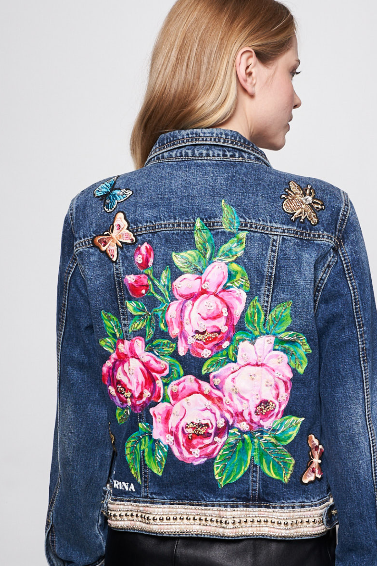 HAND PAINTED DENIM JACKET - FINA CATRINA