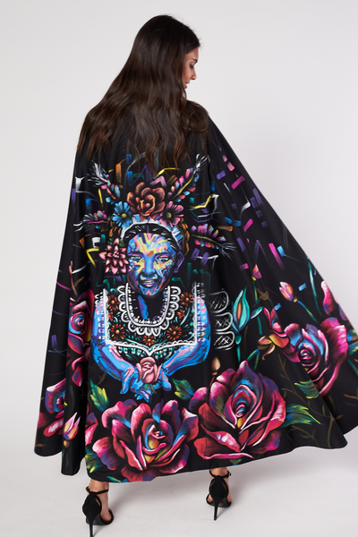 MANTELLA LUNGA DIPINTA E RICAMATA A MANO - INDIGENAS