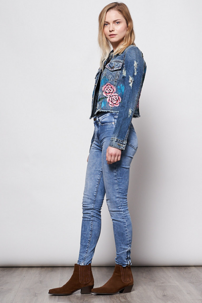 HAND PAINTED DENIM JACKET - FINA CATRINA