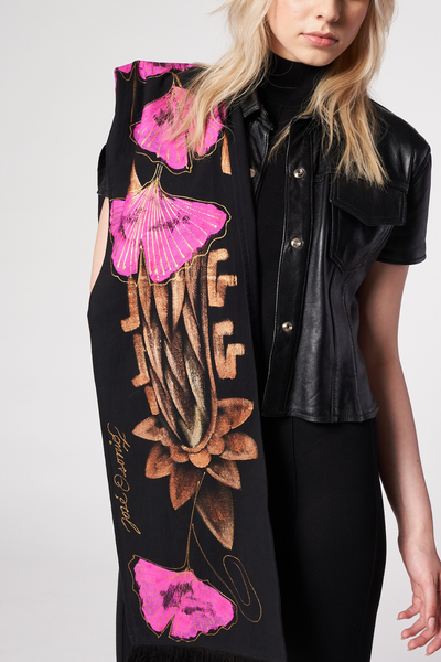 SCIARPA DIPINTA A MANO - DINASTIA QUETZALCOATL FUCSIA