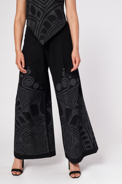 PANTALONI A PALAZZO DIPINTI A MANO - PAQUIME