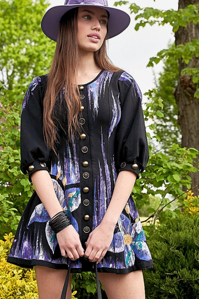 ABITO CORTO MANICHE A PALLONCINO - FLORES GUACAMAYA